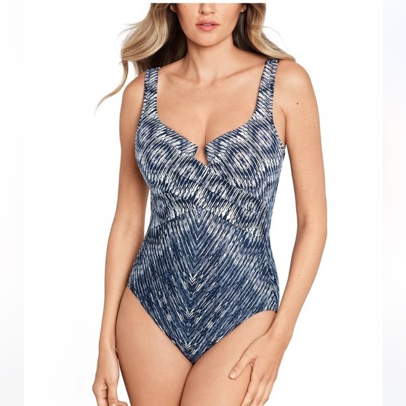 MIRACLESUIT Women Silver Shores Escape Underwire One-Piece Swimsuit Criss Cross - Picture 1 of 16